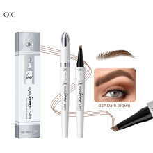 (02# Dark Brown) QIC Waterproof Microblading Eyebrow Pen 4 Fork Tip Eyebrow Pencil 3D Tattoo Pencil