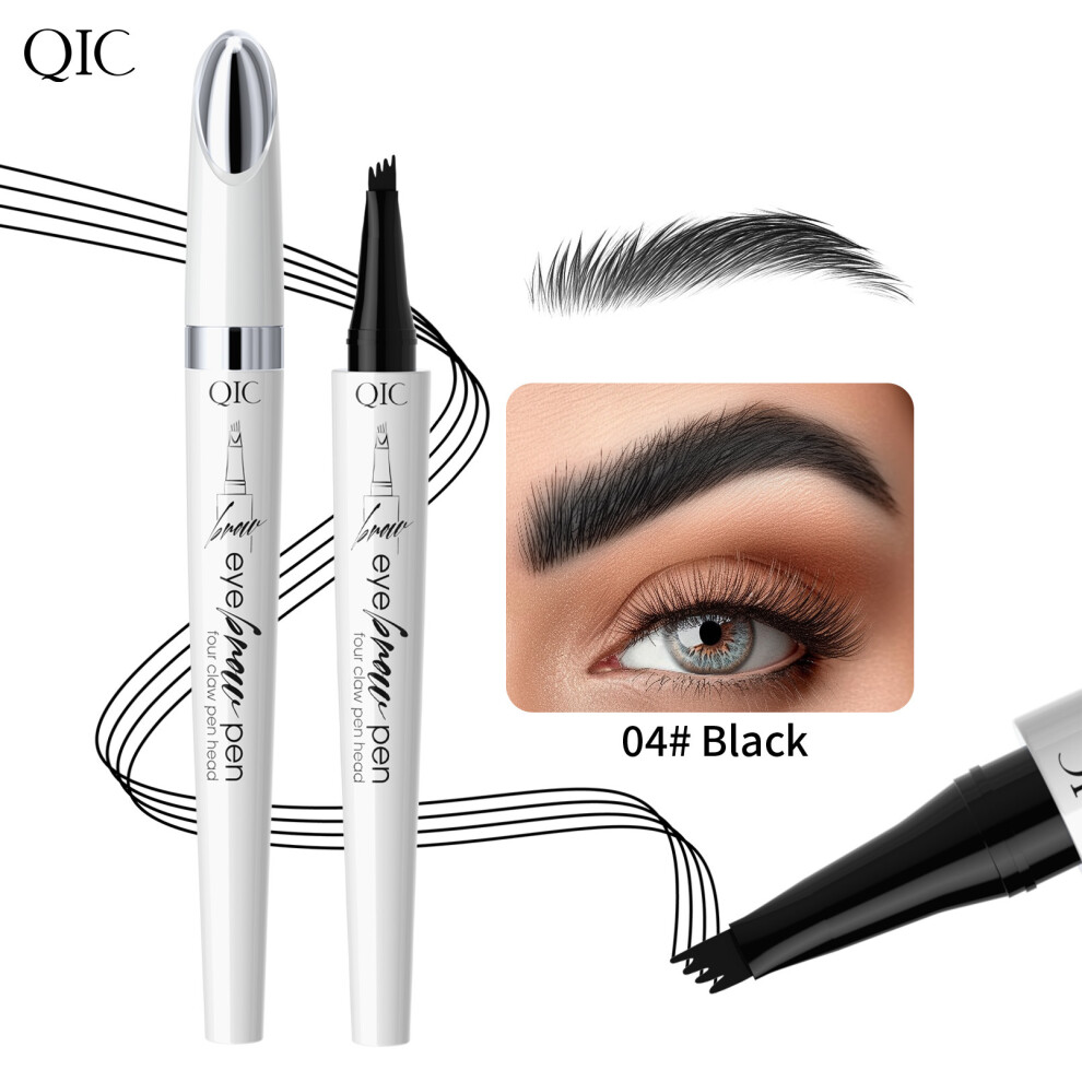 Gopatriot Memory Black (04# ) Qic Waterproof Microblading Eyebrow Pen 4 Fork Tip Eyebrow Pencil 3D Tattoo Pencil