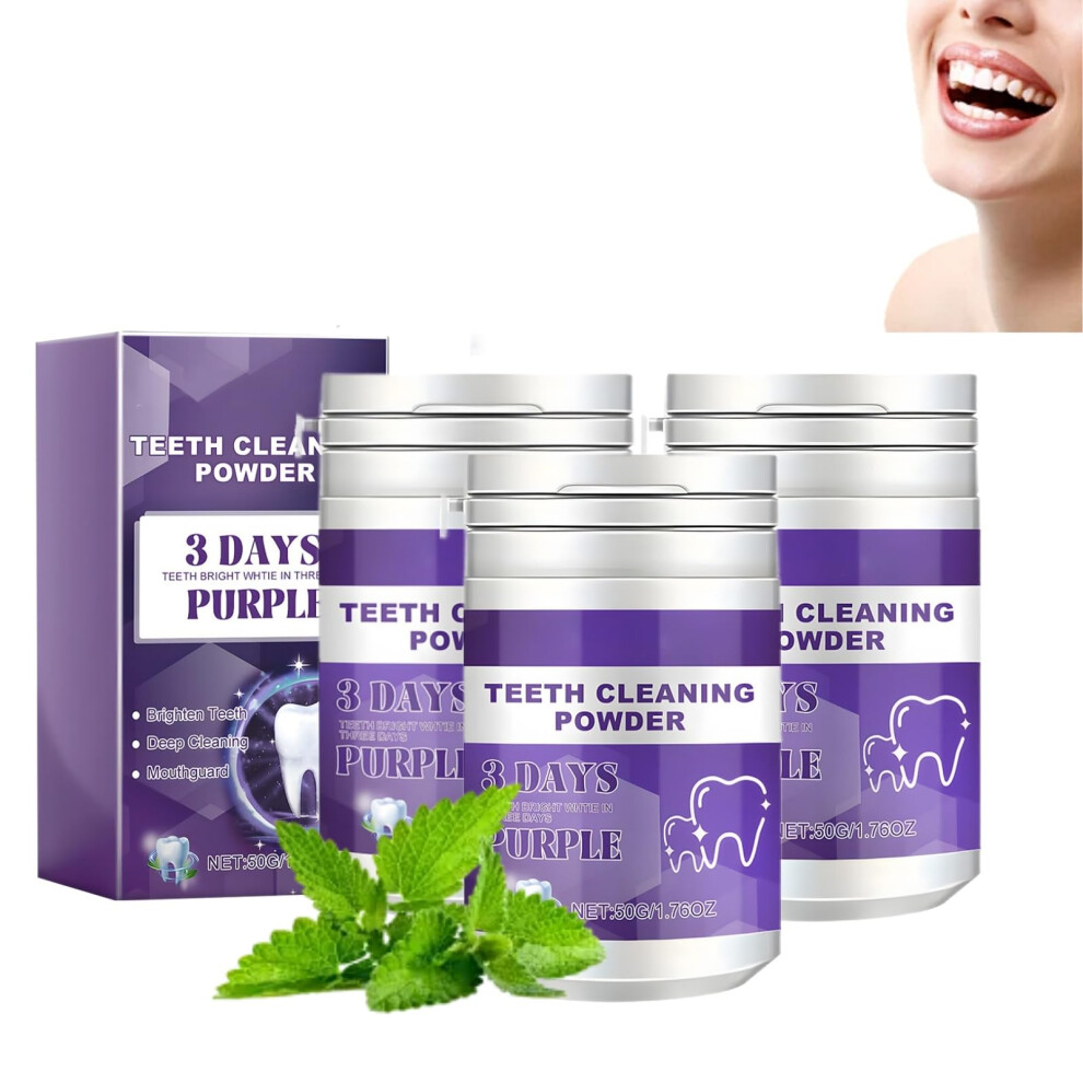 Purple Teeth Whitening Powder With Mint And Pearl Probiotics, Natural Tooth Cleaning 3 Pack