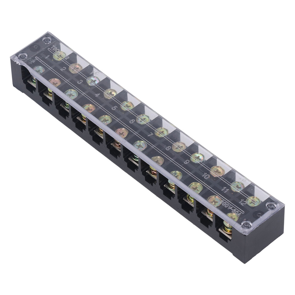 Dual Row 60A 600V Terminal Strip With Cover, 12 Positions 3411389927074