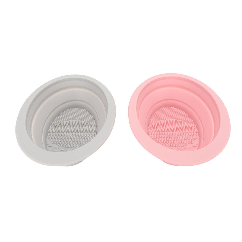 2Pcs Silicone Foldable Cosmetic Brush Cleaning Bowl for Makeup Sponges & Brushes