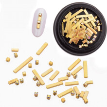 Golden Metal Nail Art Studs 3D Rhinestone Beads for Gel and Acrylic DIY Manicure Decorations