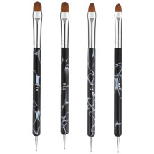 French Nail Brush Set 4pcs DualEnded Gel Acrylic Manicure Brushes with Dotting Tools Marble Handle