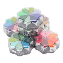 6 Stück waschbare Tintenplatten Blütenform 48 Metallfarben DIY Gummistempel