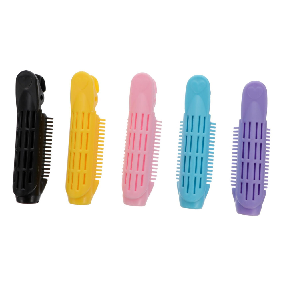 Large Plastic Hair Rollers with Clips, 5pcs DIY Wavy Hair Curlers for Volume, Bangs and Roots
