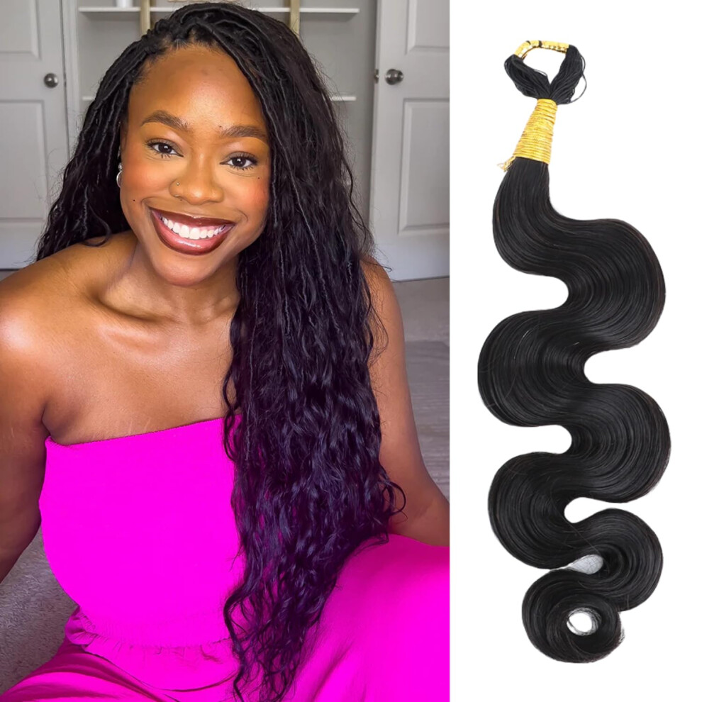 14 Inch Human Hair Crochet Braids Natural Body Wave Extensions for Knotless Braiding Black