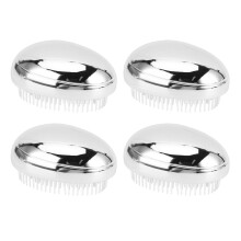Detangling Hair Brush Egg Shape Silver Plated Gentle Knot Removal for Wet and Dry Hair 4pcs