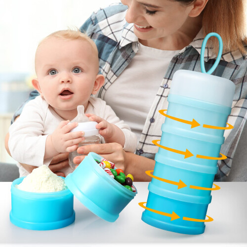 4 Pack Stackable Baby Formula Dispenser 4 Layer Milk Powder Container for Travel and Snack Storage 2