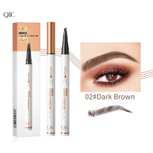 (02# Dark Browm) QIC Waterproof Microblading Eyebrow Pen 4 Fork Tip Eyebrow Pencil 3D Tattoo Pencil