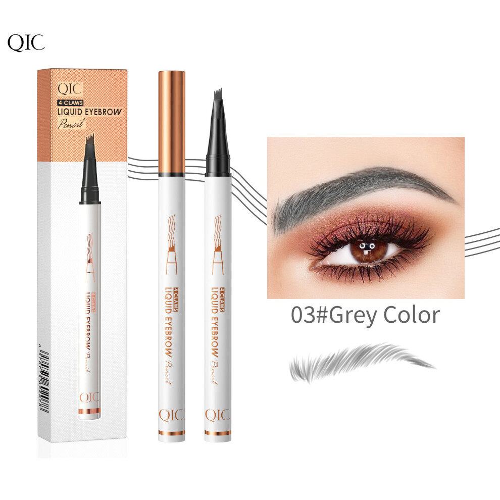 Gopatriot Memory Grey (03# ) Qic Waterproof Microblading Eyebrow Pen 4 Fork Tip Eyebrow Pencil 3D Tattoo Pencil