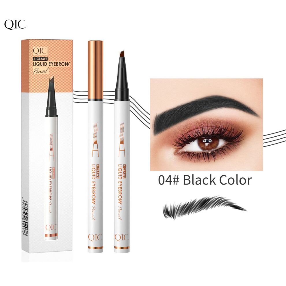 Gopatriot Memory Black (04# ) Qic Waterproof Microblading Eyebrow Pen 4 Fork Tip Eyebrow Pencil 3D Tattoo Pencil