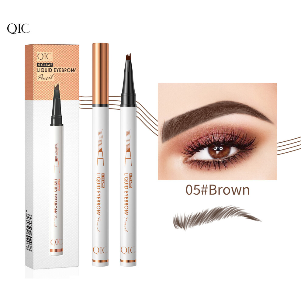 Gopatriot Memory Brown (05# ) Qic Waterproof Microblading Eyebrow Pen 4 Fork Tip Eyebrow Pencil 3D Tattoo Pencil