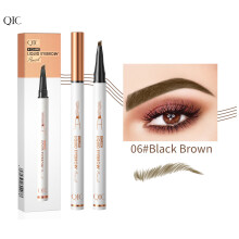 (06# Black Brown) QIC Waterproof Microblading Eyebrow Pen 4 Fork Tip Eyebrow Pencil 3D Tattoo Pencil