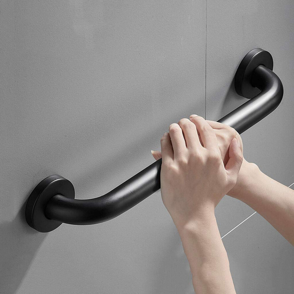 Black 23 Inch Stainless Steel Bathroom Grab Bar With Nonslip Safegrip Surface For Elderly And Handicap