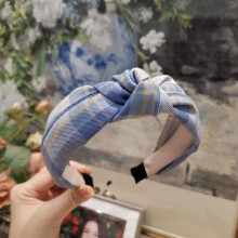 Wide Daisy Headband with Non Slip Silicone, Handmade 3D Floral Hair Band, Ice Cream Blue Set of 3