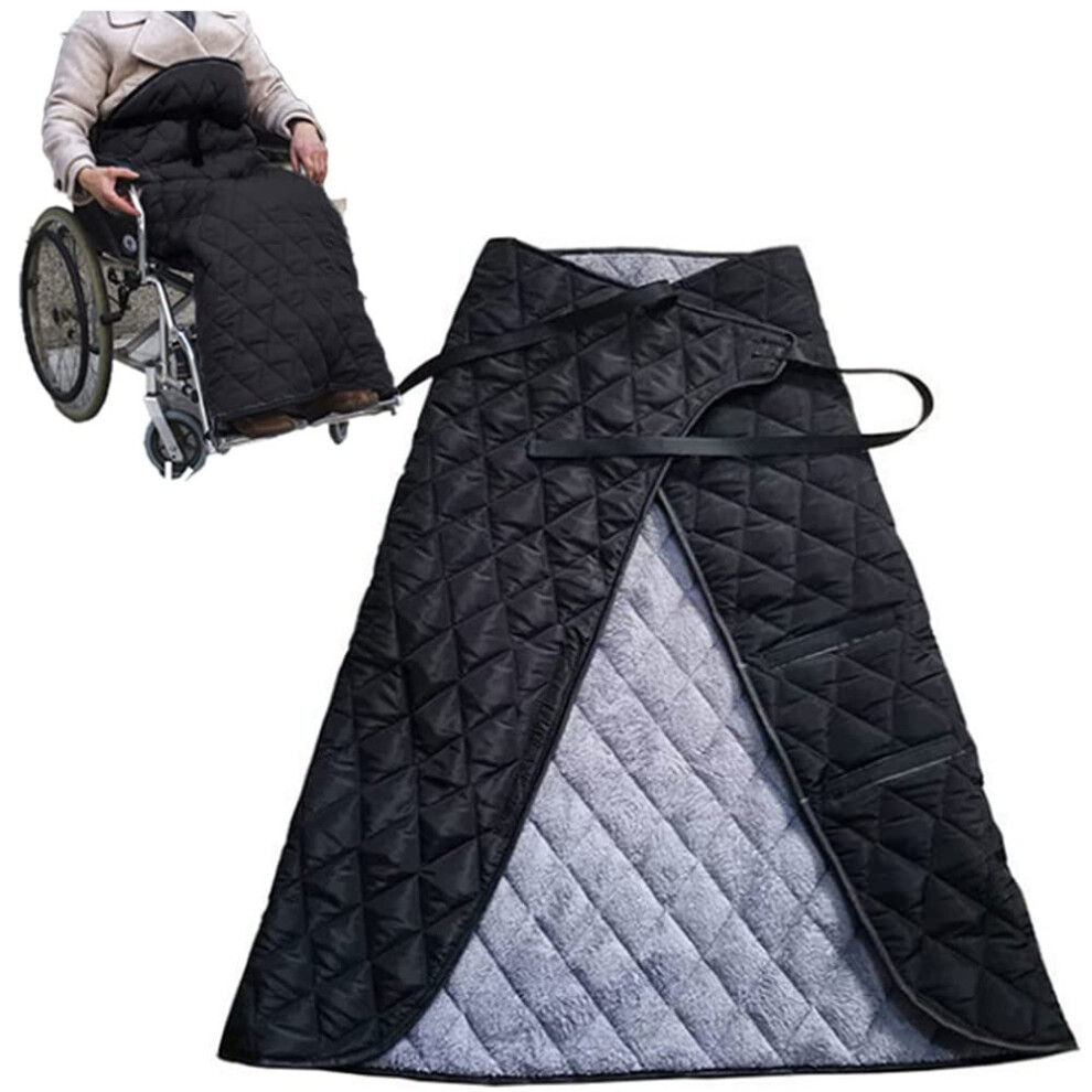Warm Fleece Wheelchair Blanket with Hooded Cover, Soft Cashmere Lining, 360 FullBody Warmth for Winter