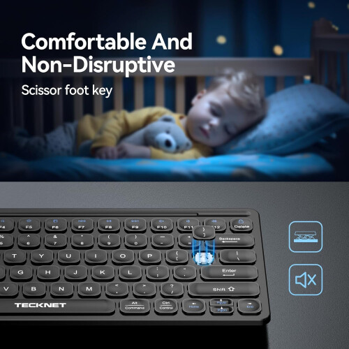 TECKNET Mini Wireless Keyboard, 2.4GHz Compact Keyboard, Portable UK Layout Small Keyboards, 1