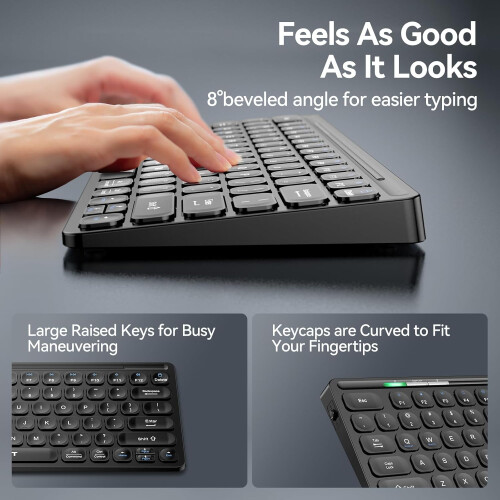 TECKNET Mini Wireless Keyboard, 2.4GHz Compact Keyboard, Portable UK Layout Small Keyboards, 2