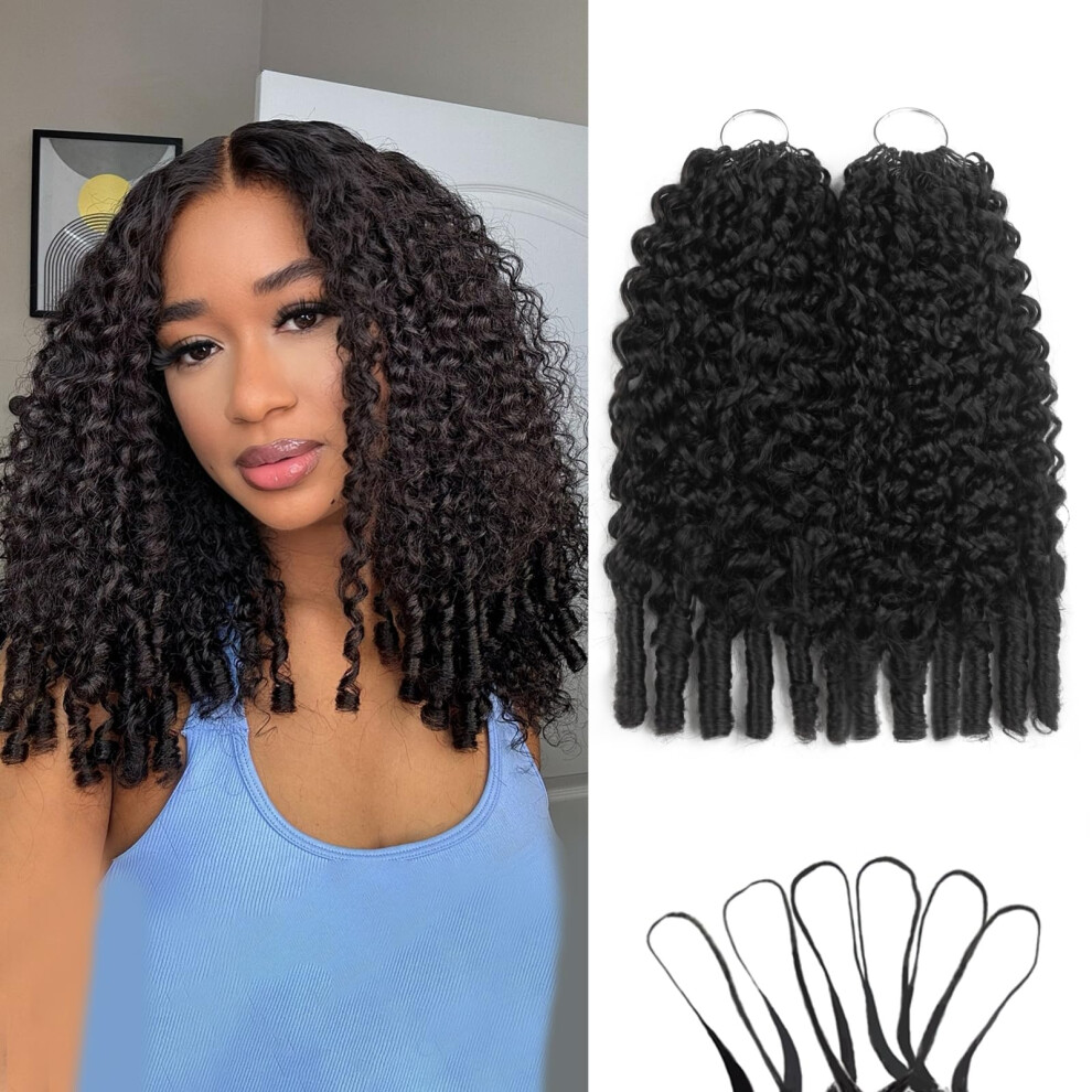 Unisex Dark 20 Inch Burmese Curly Human Hair Crochet Braids 120G Knotless Preseparated Extensions 1B Color