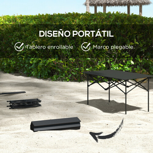 Outsunny Mesa de Camping Negro 95 x 55 x 50 cm 1