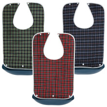 Waterproof Adult Feeding Bibs with Detachable Crumb Catcher for Elderly, Adjustable Snap, 3 Pack