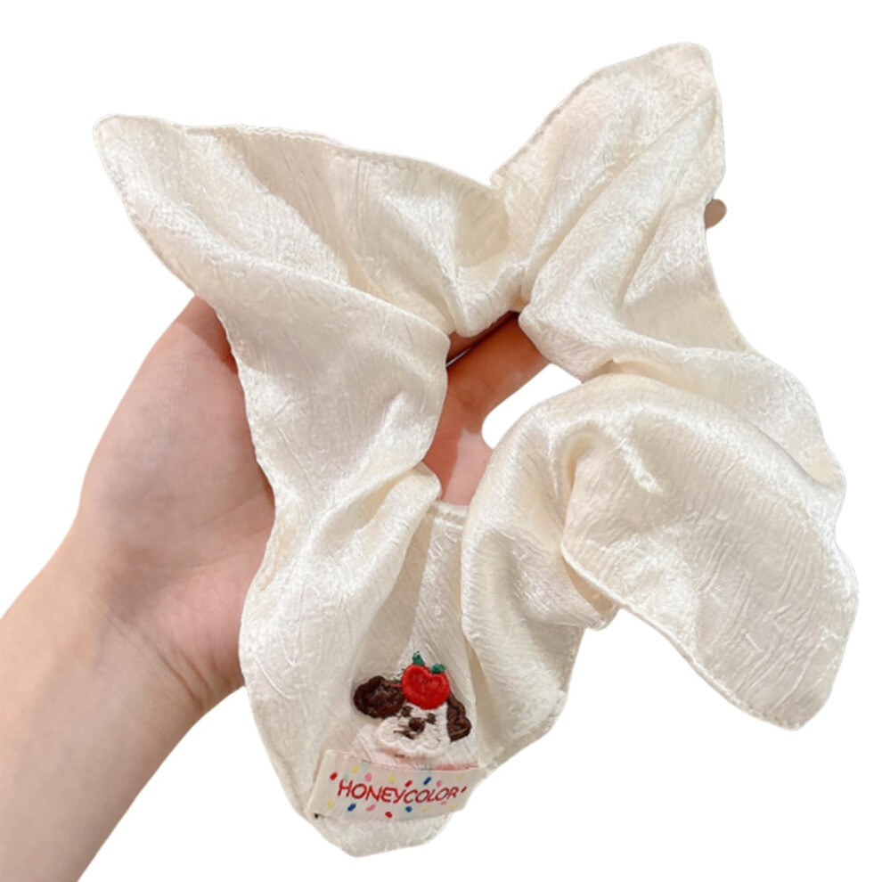 Unisex Elegant French Bow Hair Scrunchie With Soft Fabric Elastic Hold For Women Ponytail Styling