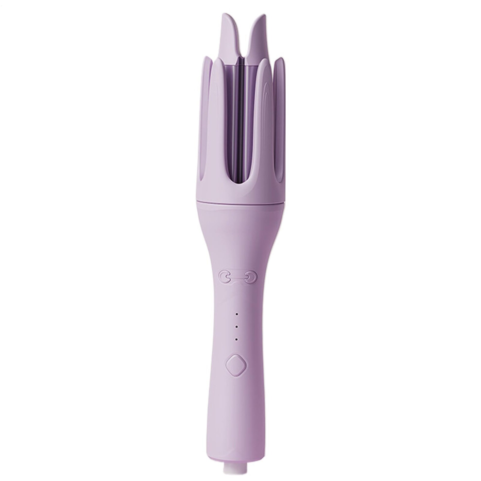 Purple Automatic Hair Curler With Ceramic Coated Barrel, Fast Heating 60S, Rotating Wand For Long And Short Hair