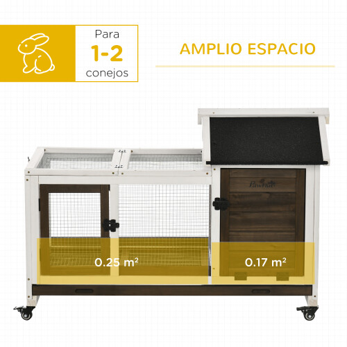 PawHut Jaula para Conejo Marrón 108 x 58 x 73.5 cm 1