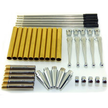 Houtdraaiset Fancy Slimline Pen Set X 5, Chroom Zilver Afwerking, Twist