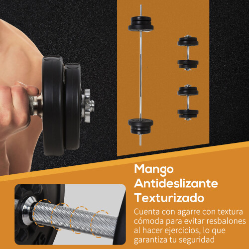 Homcom Set Pesas Mancuerna Negro Ø25 x 35 cm 1