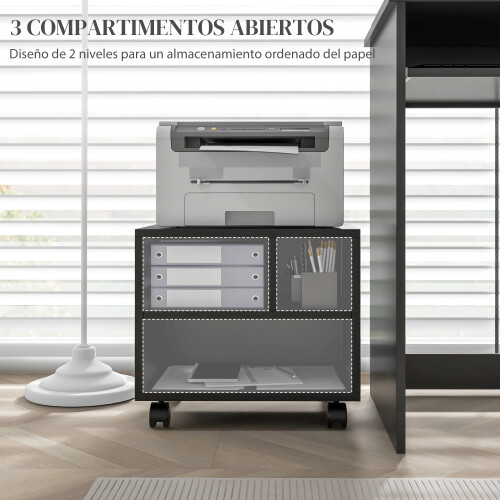 Homcom Soporte para Impresora Negro 40 x 30 x 36 cm 1
