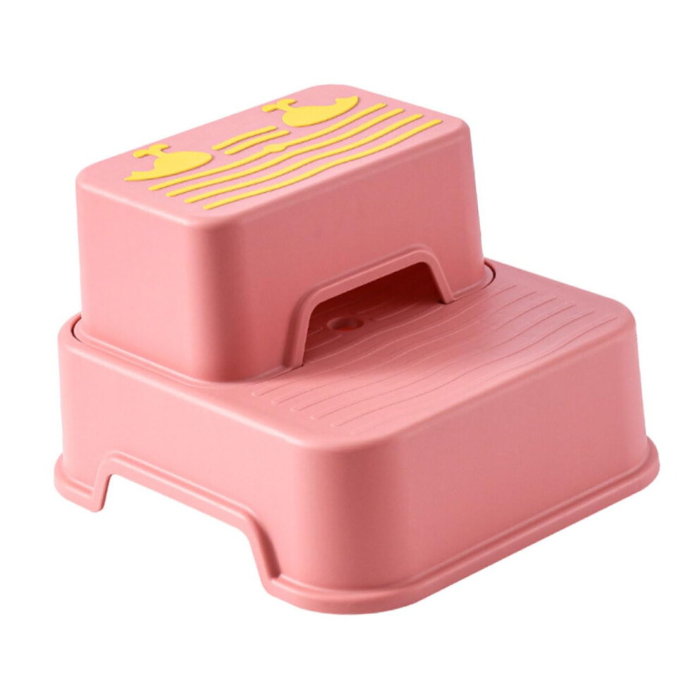 Pink Bathroom Step Stool For Kids And Adults, Nonslip Footstool With Removable Easyclean Design,