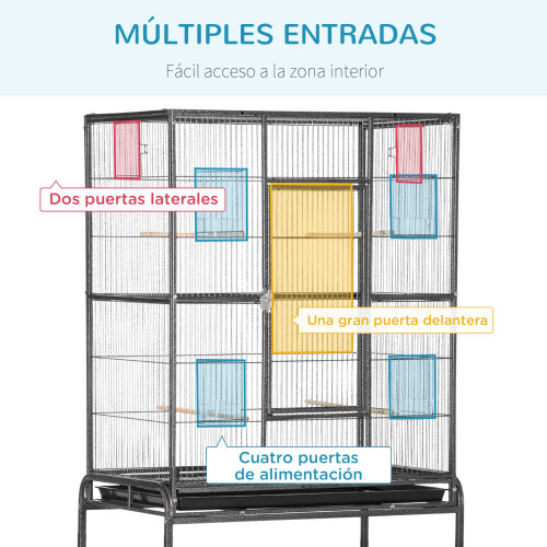 PawHut Jaula para Pájaro Bicolor 81 x 48 x 162.5 cm 2