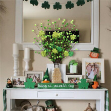 6 Pack Shamrock Berry Stems Decor, 24Inch Artificial Stems for St. Patrick'S Day Decorations, Festive Greenery
