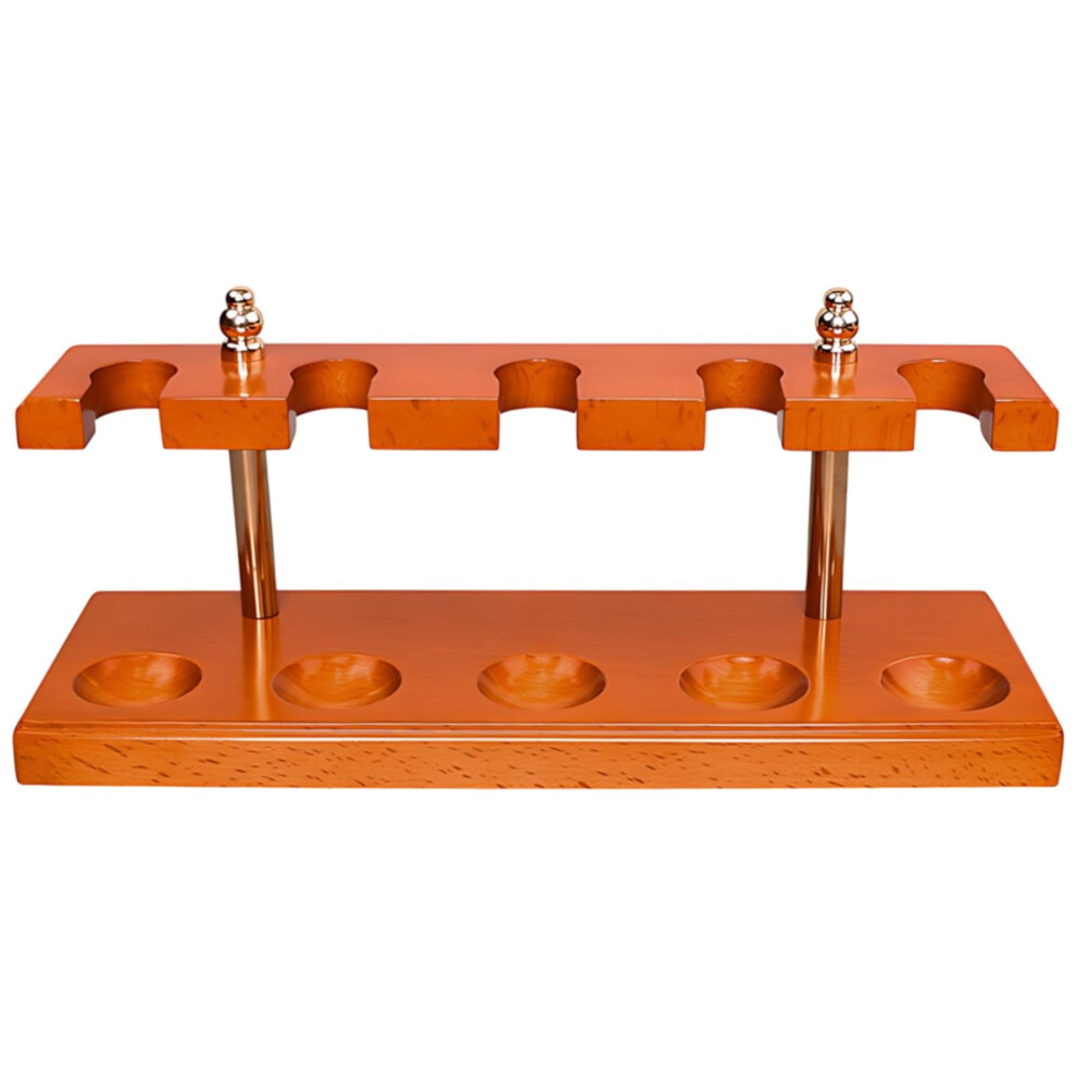 Wooden Pipe Rack for 5 Pipes, Beech Wood Tobacco Pipe Stand with Durable Wax Finish and Elegant Home Display