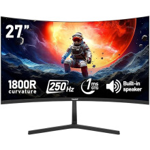 27 Inch PC computer screen,1800R Curved Gaming 250Hz Monitors, FHD 1080p 1ms, Freesync, 98% sRGB,Built-in speaker
