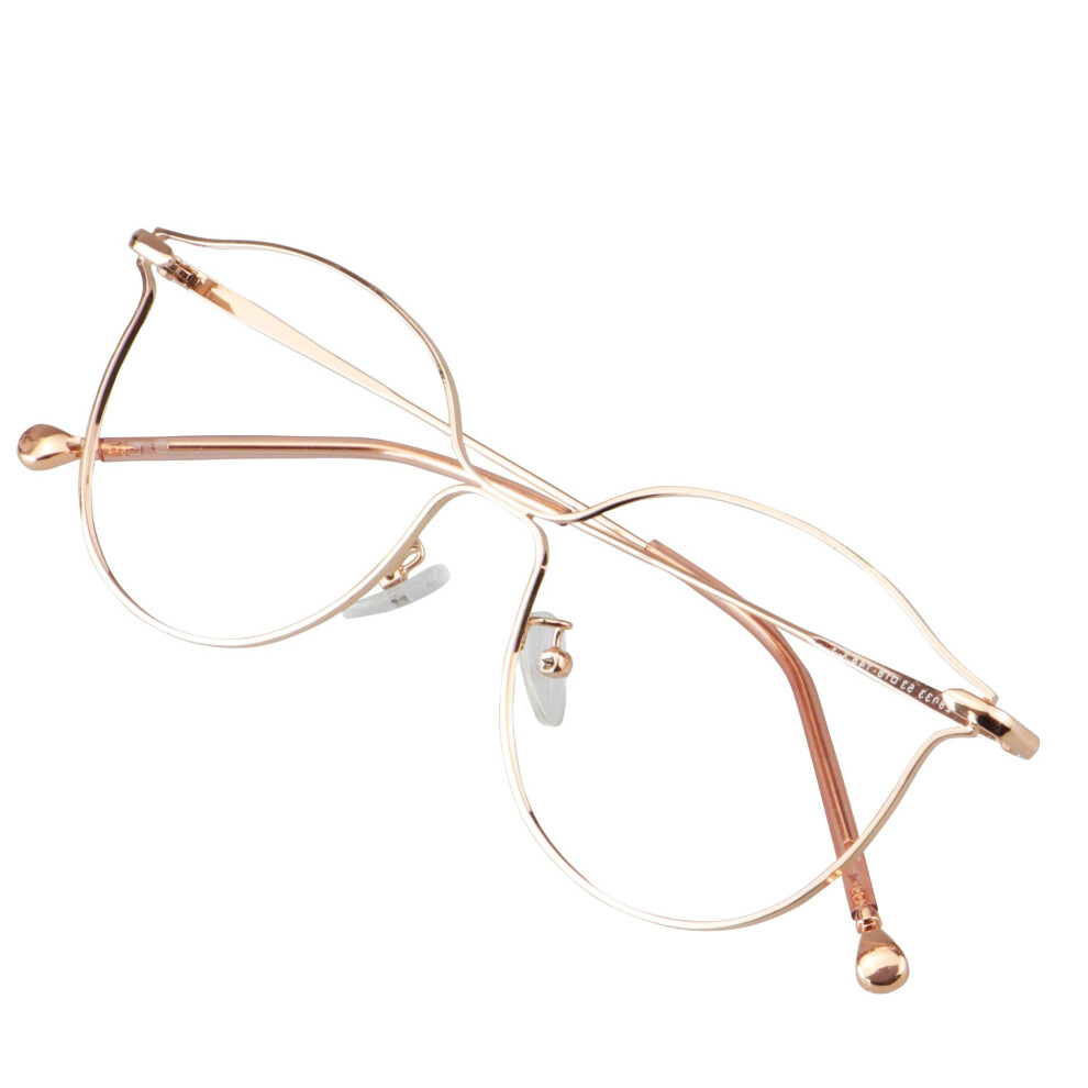 Blue Light Blocking Reading Glasses for Women, Clear 3.5x Magnification, Anti Eyestrain, Rose Gold Frame