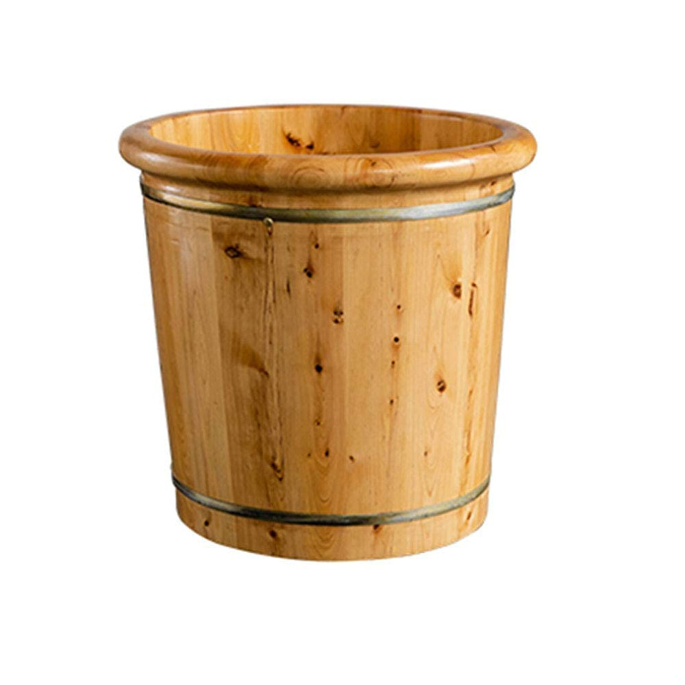 Natural Wooden Foot Bath Bucket with Lid, Cedar Foot Soaking Tub with Massage Beads for Home Spa