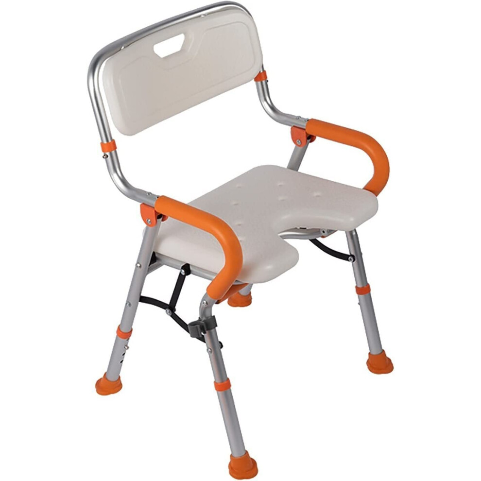 Adjustable Folding Shower Chair with Backrest and Armrests, NonSlip Seat for Elderly and Disabled