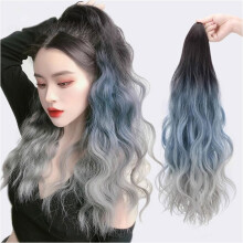 Ponytail Hair Extension 22 Inch Long Curly Water Wave Claw Clip Natural Look for Women