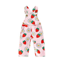 (3-4 Years, Pink) Toddler Baby Girl Summer Jumpsuit Cute Strawberry Floral Print Sleeveless Overall Pants