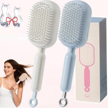 Self Cleaning Detangling Hair Brush with OneClick Cleanup and Scalp Massage for Thick or Curly Hair