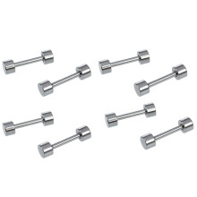 4 Pair of Men's Barbell Titanium Steel Ear Studs Earrings 3mm Silver Color