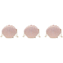 3X Women Girls Little Mermaid Seashell Purse -Body Shoulder Bags Glitter Sequins Chain Evening Purse,