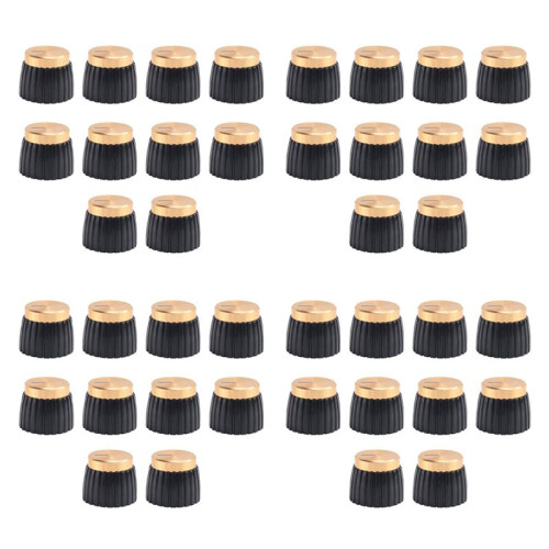 40x Guitar AMP Amplifier Knobs Push- Black+Gold Cap for  Amplifier
