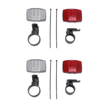 2 Pair Cycle Bicycle Bike Light Reflector Rear Front For Handlebar & Saddle Bar