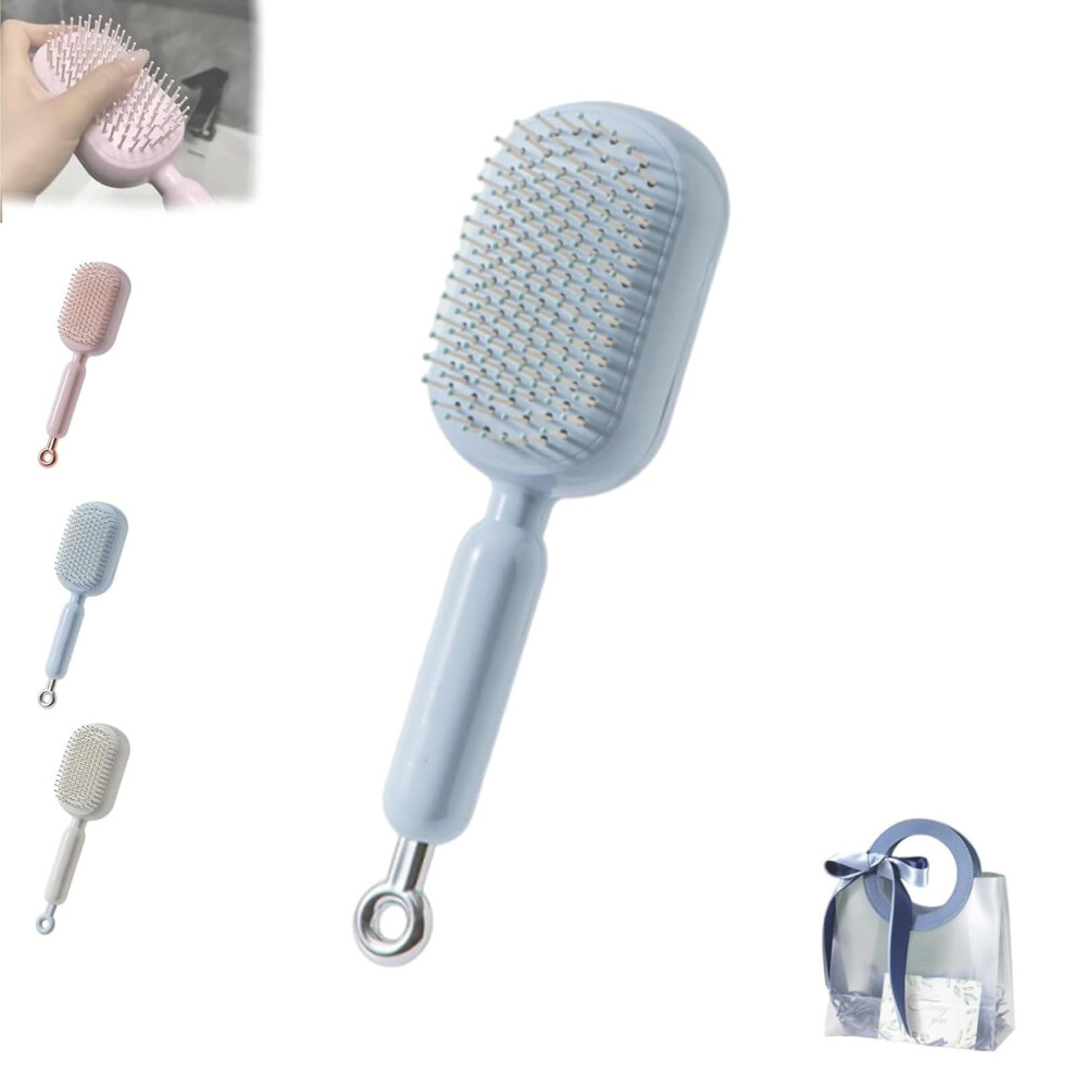 Hair Brush with Retractable Bristles, Self Cleaning Detangling Comb, Anti Static Scalp Massager for Wet and Dry Hair