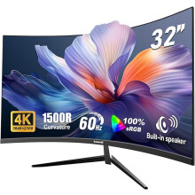 32 Inch 4K UHD Curved 1500R Computer Monitor, Ultra-Clear (3840×2160p) Screen, 100% sRGB