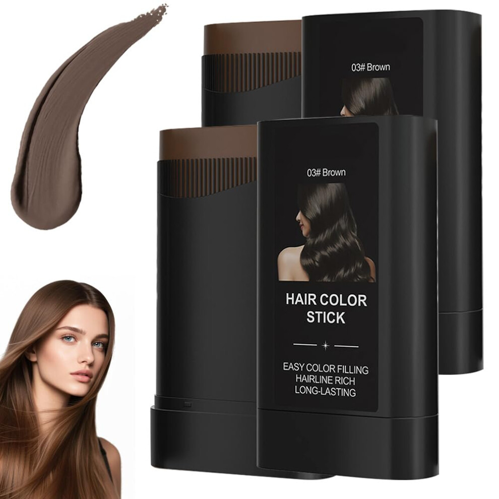 Brown,Grey 2 Pack Hair Dye Comb With Instant Gray Coverage, 2In1 Color Stick For Quick Touchups, Brown