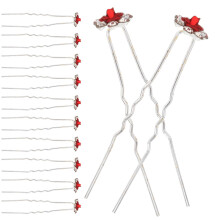 20PCS Pink Crystal Floral U Shaped Hair Pins Bridal Hair Accessories for Weddings and Parties